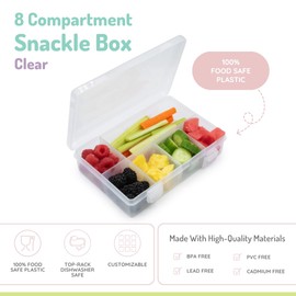 melii melii 8 Compartment Snackle Box C Adjustable, Divided Snack Container, Food Storage for Kids and Adults, Removable Dividers, Arts & Crafts, Beads, BPA-Free - Clear