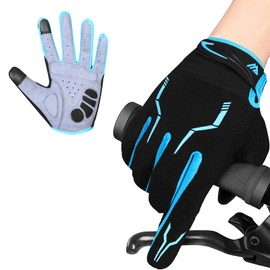 WESTWOOD FOX WFX Cycling Gloves Full Finger Mountain Bike Gloves Touchscreen MTB Gloves Padded Anti-Slip MTB Road Biking Sports Gloves for men and women (Blue, XL)