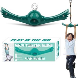Ninja-Twister Swing Spins Set: Slackline Attachments - 360° Handle Twist-Spin Flips Toy Activate Ninja Powers Warrior Accessories Kids Hang Toys for Playground Backyard Blue - Color: Green