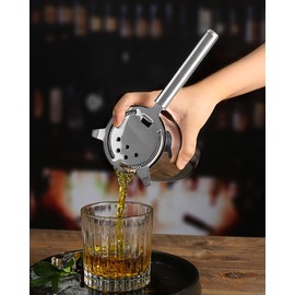 Cocktail Bar Strainer Stainless Steel 2-Prong Bar Strainer Bartending Shake Drinks Ice Mixed Filter for Bar Club Party, Commercial Quality Bartender's Supplies (2)