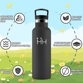 HoneyHolly Stainless Steel Water Bottle, 500 ml, BPA-Free, Children's Drinking Bottle, Leak-Proof Insulated Flask, Double-Walled, Stainless Steel Water Bottle, with Straw, Thermal Flask, Suitable for