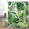 YSSFAV Tropical Green Leaves Shower Curtain Palm Leaf Monstera Banana