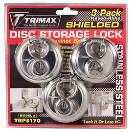 Trimax TRP3170 70 mm Round Stainless Steel Padlock with 10 mm Keyed Alike Shackle, (Pack of 3),Silver