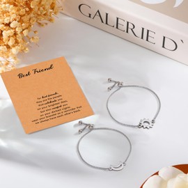 RZKING Bracelets For Women, Evil Eye Sun Moon Wave Charm Bracelets For Women, Friendship Bracelets, Gifts For Sister, Birthday, Thank You, Inspirational Gifts For Women, 16, Stainless Steel, no