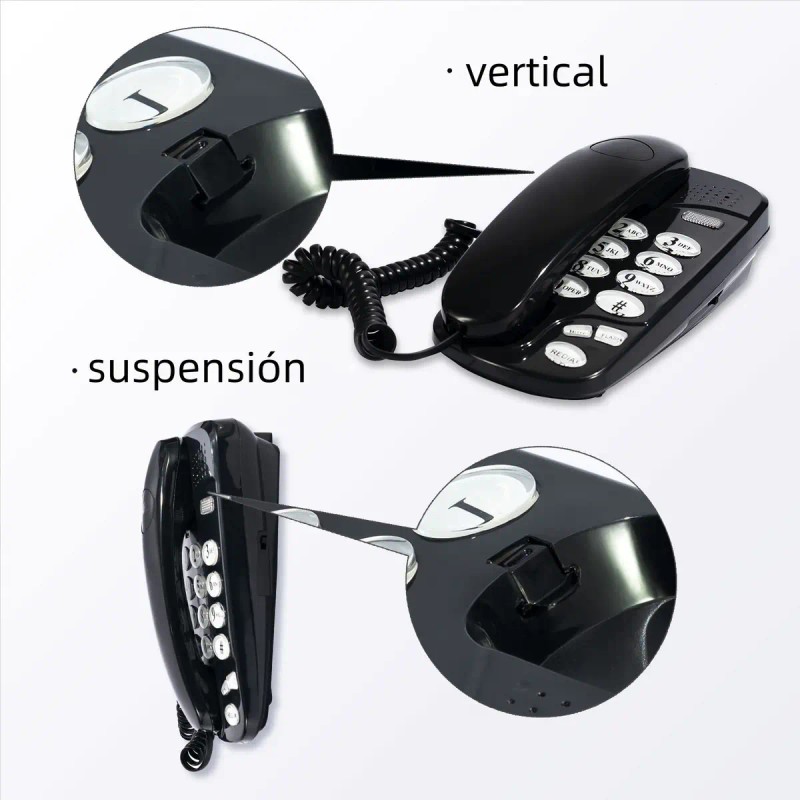 Telefonos fijos alámbrico casa oficina hotel color negro Savefree KX-T580