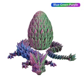 Creativity 3D Printed Dragon Eggs with Dragon Inside, 14Inch Crystal Dragon in Dragon Egg, Articulated Dragon, Fidget Toys for Executive Home Office Decor (Laser Green)