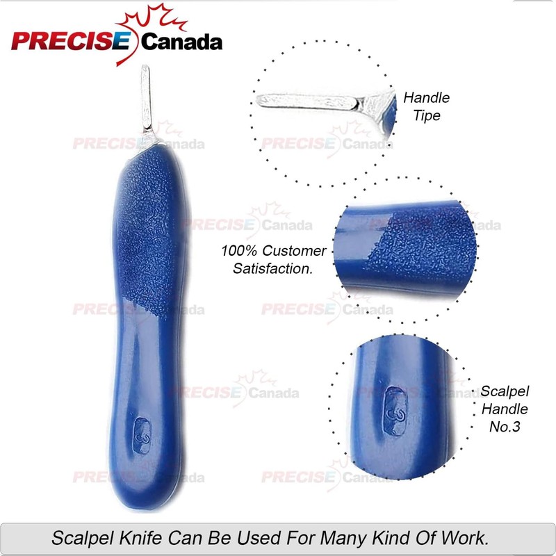 PRECISE CANADA 50 Pcs Blue Color Plastic Handle, Scalpel Handle