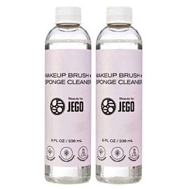 JEGO Makeup Brush Cleaner Solution - Sponge Cleaner - Make Up Brush Liquid Cleanser - Hypoallergenic & Plant-Based Solution Removes Makeup, Dirt, & Oil - 16 Oz (Set of 2)