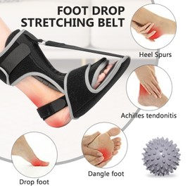 Chingcoo Plantarfasziitis Nachtschiene mit 1 Massageball, Fersensporn Bandage, Plantarfasziitis Bandage, Fußgewölbebandage, Fußbandage Mittelfuß Nachtschienen zur Linderung von Fußschmerzen