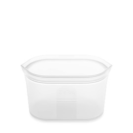 Zip Top Reusable Food Storage Bags | Medium Dish [Frost] | Silicone Meal Prep Container | Microwave, Dishwasher and Freezer Safe | Made in the USA