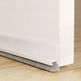 LIULINY Türdichtung Zugluftstopper, 100cm Türdichtung Selbstklebend, Bürstendichtung Selbstklebend, Zugluftstopper für Zimmertür, Silikon Bürstendichtungfür Alle Arten von Türböden Weiß Breite 5,3cm