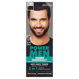 JOANNA Power Men Toner Dark Brown - Grey Hair Conceals in 10 Minutes - Toning for Men - Dark Brown Hair Toner for Beard & Hair - Without Roots - 80 g