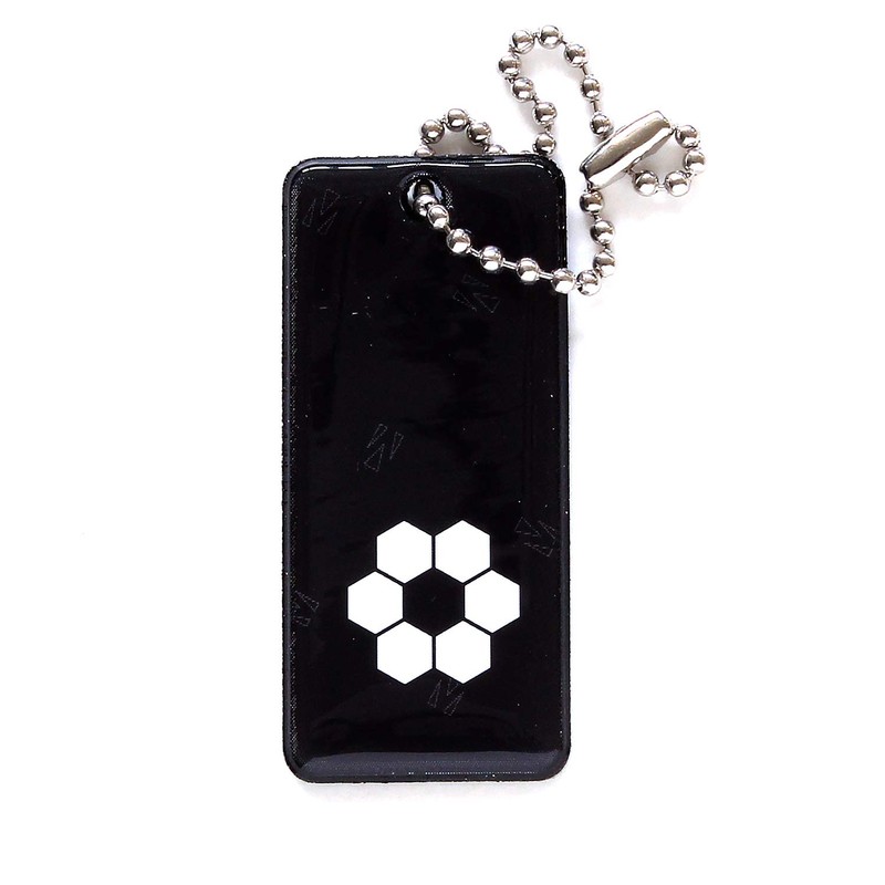 WAKI AHW313 Black Reflective Key Chain, Kikkou Motif, Height 2.2