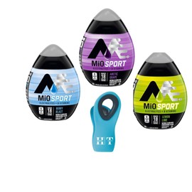 Mio Sport Variety Pack | 3 Flavors: Berry Blast, Lemon Lime, and Arctic Grape With 1 Magnetic Bag Clip Food Color May Vary
