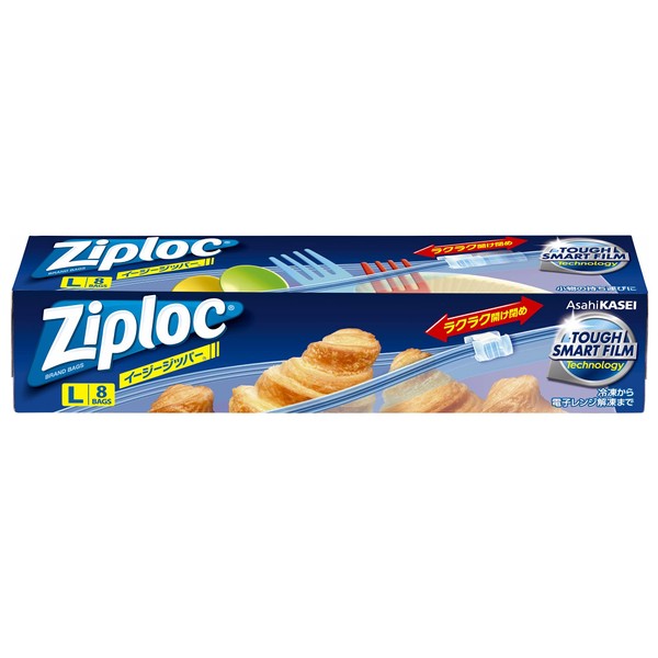 Ziploc Easy Zipper, Large, Transparent, Pack of 8