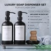[Luxury] Kitchen Soap Dispenser Set - 16OZ Black Glass Bottle,