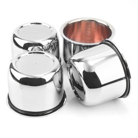 Rheedal 4Pcs 3.03inch Trailer Wheel Center Caps Push Through 3.03" Bore 2.36" Tall Hub Cap for Truck SUV RV Wheel Rim, Chrome Silver Wheel Cover