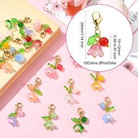 Airssory Mixed Styles Animal Sport Cross Keychain Flower Gemstone Keychian Charms with Clasps for Backpack Purse Decor, Glass, Acrylic, Alloy