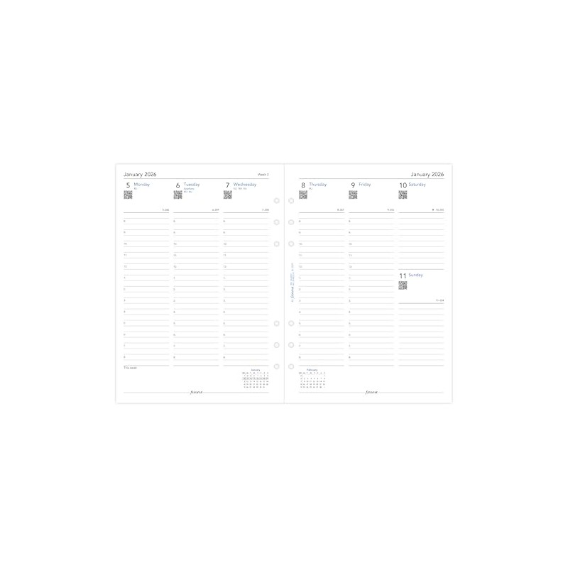 Filofax A5 Week on two pages column format English 2026