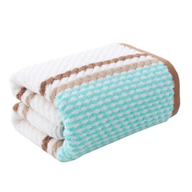 Pidada Bath Towel Striped Pattern 100% Cotton Soft Absorbent Decorative Towel for Bathroom 27.6 x 55 Inch (Brown)