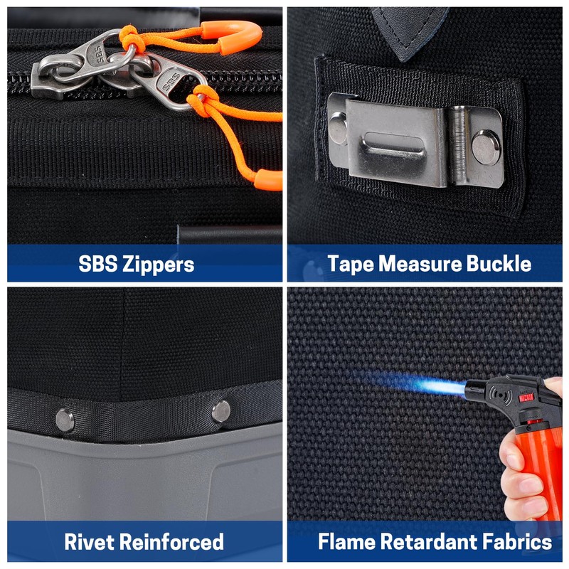 WISEPRO Heavy Duty Canvas Tool Tote Bag, Multi-Purpose Flame Resistant