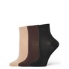 HUE Women's Sleek Sock 3 Pair Pack, Sesame, One Size