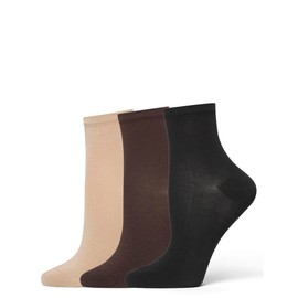 HUE Women's Sleek Sock 3 Pair Pack, Sesame, One Size