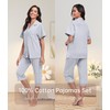 CF 100% Cotton Capri Pajamas Set Womens Button Down Sleepwear