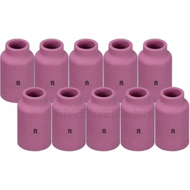 RIVERWELD TIG Gas Lens Alumina Nozzles Ceramic Cups Large Diameter 54N14 8# 1/2" 12.5mm for DB PTA SR WP 17 18 26 TIG Welding Torch Pack of 10