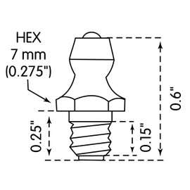 Lumax LX-3301-10 Gold/Silver 6mm x 1mm Taper Metric Thread Straight 0.60" Long Grease Fitting, (Pack of 10). Heavier Wall Thickness for Extra Strength.