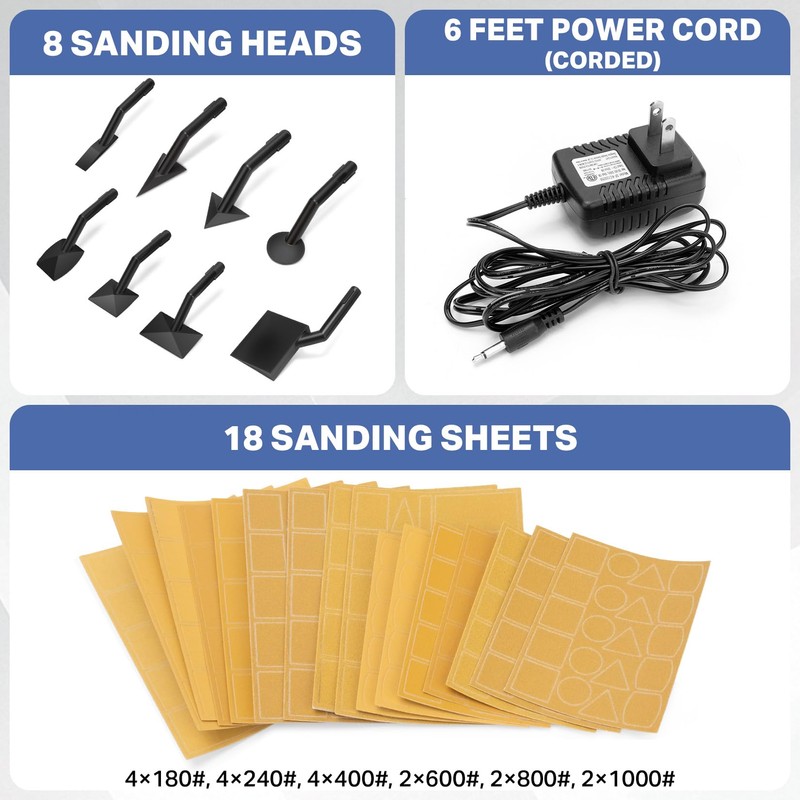 SHALL Mini Pen Sander, 12V Electric Reciprocating Sander with 4
