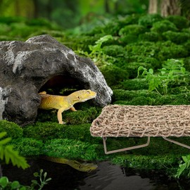 POPETPOP Lizard Lounger for Rest, Reptile Hammock Bed Seagrass Lounger Reptile Climbing Lounger Dragon Tank Accessories for Small Animals Guinea Pig Bearded Dragon