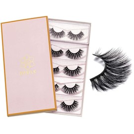 DYSILK 5 Pairs False Eyelashes 6D Natural Thickness Handmade Cross Fluffy Long False Eyelashes Reusable Gentle Extension Makeup Eyelashes