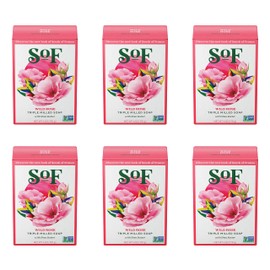 South Of France Wild Rose Bar Soap by SoF Body Care (Formerly Body Care) | Triple-Milled Soap with Shea Butter + Essential Oils | Vegan, Non-GMO Body Soap | 6 oz Bar | 6 Bars
