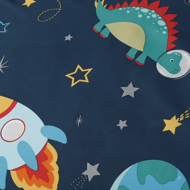 Sleepdown Dinospace Rocket Stars Navy Multi Reversible Duvet Cover Quilt