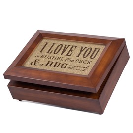 Cottage Garden I Love You A Bushel & A Peck Wood Finish Jewelry Music Box - Plays Tune You are My Sunshine