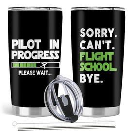 Absacie Pilot Gifts for Men, Aviation Graduation Gifts, Flight School Student Tumbler, 20oz Stainless Steel Tumbler with Lid Straw