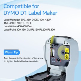 KCMYTONER 5 Pack Compatible for Dymo D1 Label Maker Tape 45808 S0720880 Black on Yellow Label Tape 19mm 3/4 Inch for LabelManager 420P 300 400 350 360D 450 500TS 450D