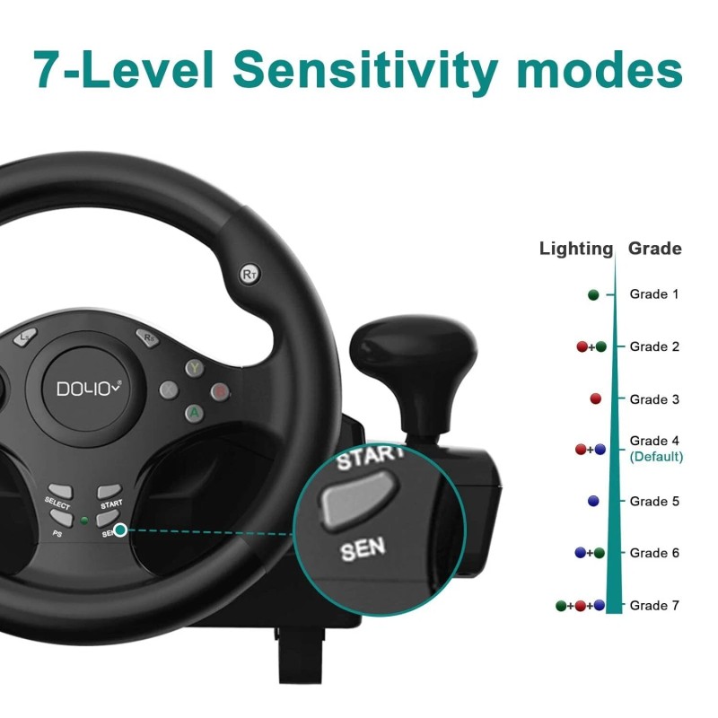 DOYO Pro Universal Vibration Gaming Steering Wheel with Pedals 270°