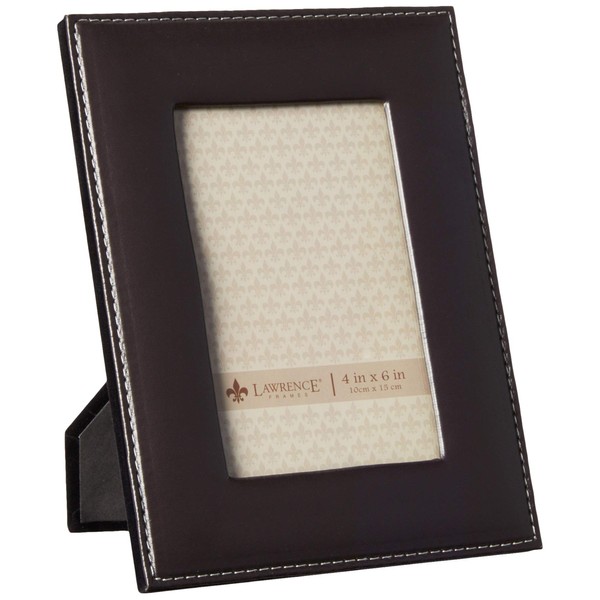 Lawrence Frames Dark Brown Leather 4 by 6 Picture Frame