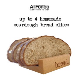 AllFondo Toast Holder Rack | 4 Homemade Sourdough Bread Slice Wood Bread Rack | 8 Sandwich Type Slices Toast Stand | Compact Toast Holder Server