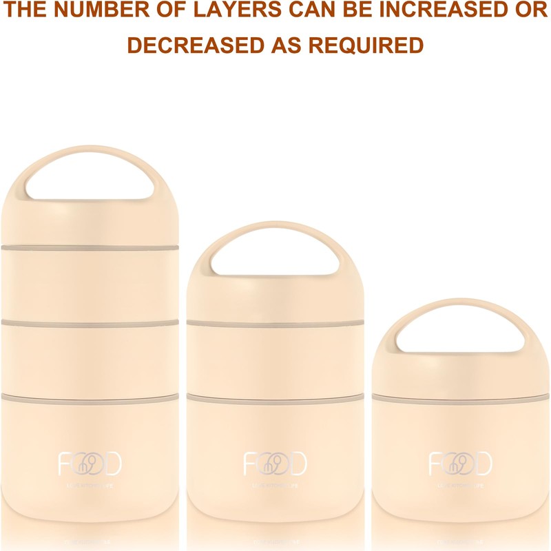 Stackable Stainless Steel Thermal Lunch Box with Lunch Bag and