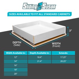 SlidingSusan Pull Out Drawer Organizer for Cabinets, Gliding Soft Close Shelves for Kitchen, Pantry, Bathroom, & Storage Organization, White Melamine with MDF Core 12 Inch Wide x 18.4 Inch Deep