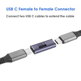 USB C Female to Female Adapter, USB C Coupler, USB C Cable Extender Connector, Supports 40Gbps Transfer, 100W Charging, 8K/60Hz Video, Compatible with Thunderbolt 4/3, MacBook Pro/Air and More