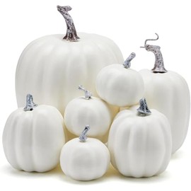 7 Decoración de Calabaza, Calabazas Artificiales, Calabaza Decorativa para Halloween, día de Decoraciones para Fiestas con temática otoñal,Calabazas A
