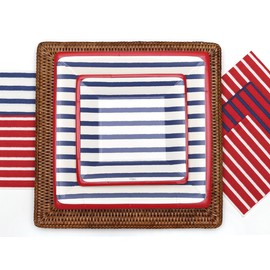 Caspari Bretagne Paper Cocktail Napkins in Blue - 20 Per Package