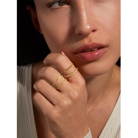 NECOCY Stackable Gold Rings Set For Women Non Tarnish Dainty 14K Gold Plated Thumb Statement Rings Cubic Zirconia Pinky Wedding Ring Sets For Women Thin Vintage Jewelry Gift For Women/Size10