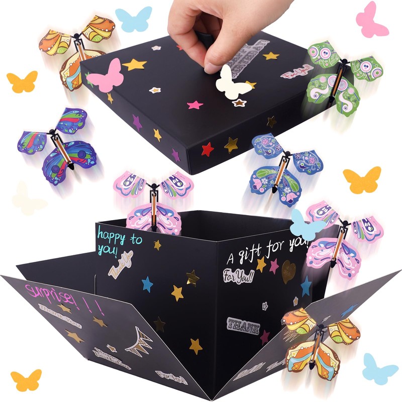 Black Flying Butterfly Explosion Gift Box - Flying Butterfly Christmas