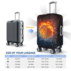 Lukbfall Basketball In Water And Fire Luggage Suitcase Covers Elastic Washable Basketball Lovers Luggage Protector Travel Suitcase Protective Cover For Kid And Adult, Xl (Fit 30-32 Inch Luggage)