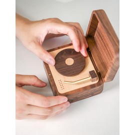 WONQEXZ Vintage Style Music Box,Vintage high-end Vinyl Record Player Music Box, rotatable Wooden Octave Box(Music: Gigue in D)